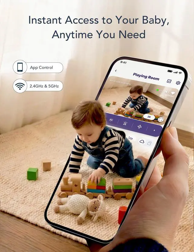 Alt view image 7 of 7 - Baby Monitor, 5G WiFi Baby Monitor with Night Vison and Cry Detection