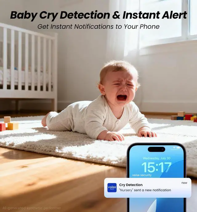 Alt view image 4 of 7 - 2K Indoor Camera for Home Security, Baby Monitor, WiFi Pet Dog Camera