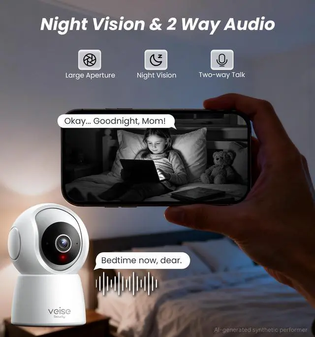 Alt view image 5 of 7 - 2K Indoor Camera for Home Security, Baby Monitor, WiFi Pet Dog Camera