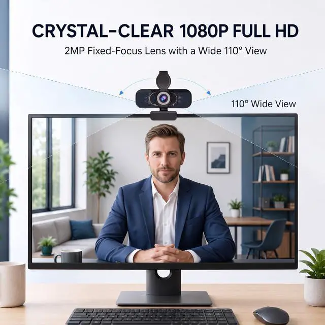 Alt view image 6 of 7 - 1080P Webcam for PC & Laptop with Microphone Stay Connected