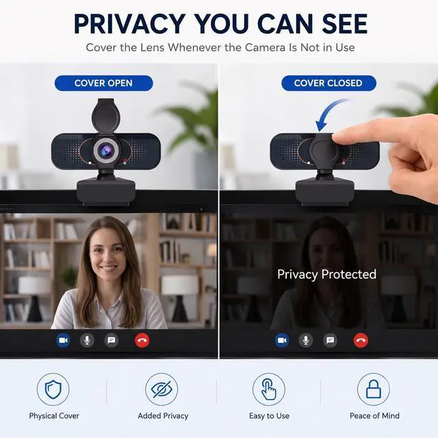 Alt view image 7 of 7 - 1080P Webcam for PC & Laptop with Microphone Stay Connected