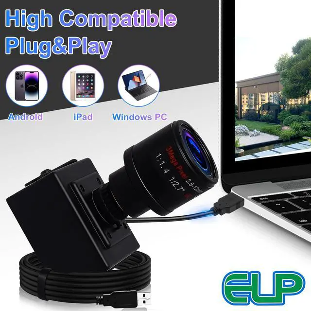 Alt view image 2 of 7 - USB Camera for Computer 2.8-12mm Varifocal Lens HD 1080P Webcam Manual Zoom Camera for Windows Linux Mac Raspberry Pi