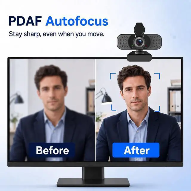 Alt view image 3 of 7 - 1080P Webcam with Microphone, USB Camera for PC and Laptop, Privacy Cover