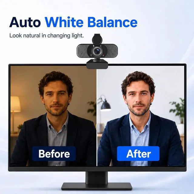 Alt view image 4 of 7 - 1080P Webcam with Microphone, USB Camera for PC and Laptop, Privacy Cover