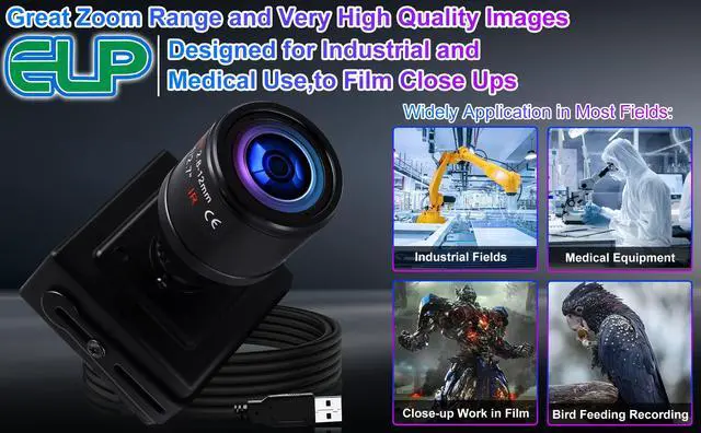 Alt view image 7 of 7 - USB Camera for Computer 2.8-12mm Varifocal Lens HD 1080P Webcam Manual Zoom Camera for Windows Linux Mac Raspberry Pi
