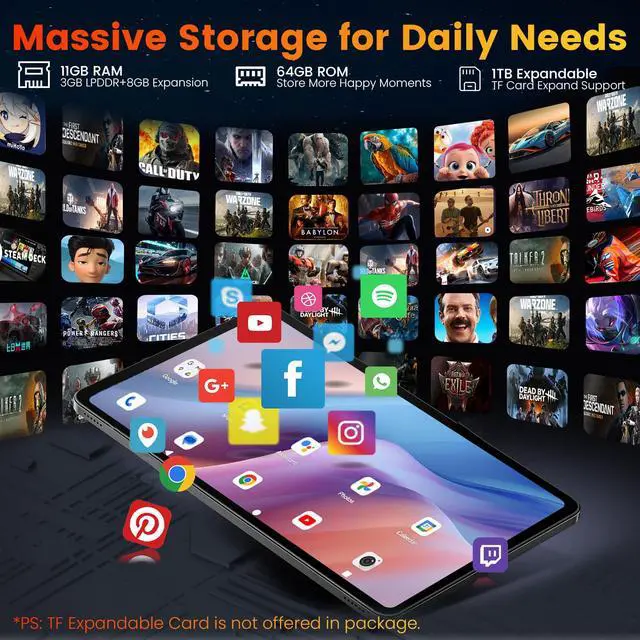 Alt view image 3 of 7 - Android 15 Tablet 8.7 inch, Mini Tablet 5000mAh, Dual-Band WiFi & BT5.0, 11GB RAM & 64GB ROM 2TB Expandable, Tablet Computer with IPS HD Display, Kids Tablet Support GPS, GMS, Widevine L1