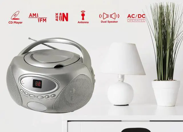 Alt view image 3 of 5 - HX-333CD CD Boombox with Radio (Silver)