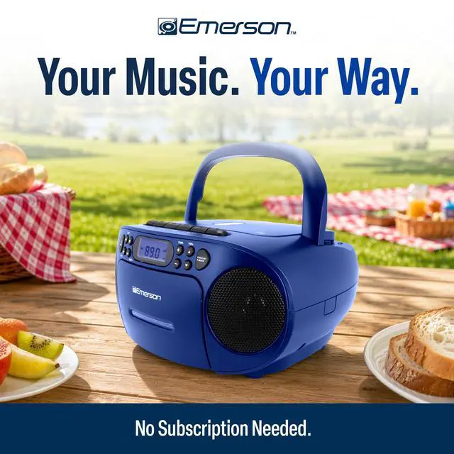 Alt view image 2 of 7 - EPB-3003 Portable CD Cassette Boombox with AM FM Radio - Blue