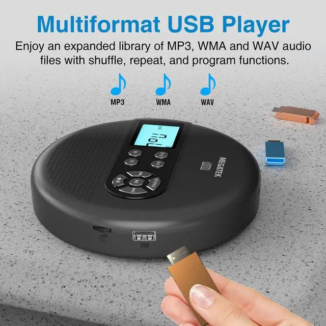 Alt view image 6 of 7 - Portable CD Player with Bluetooth RX/TX, FM Transmitter & USB