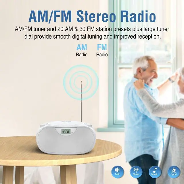 Alt view image 5 of 7 - Portable CD Player Boombox with Bluetooth, AM/FM Radio & USB