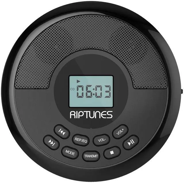 Main image of CD Player Portable Rechargeable Battery Bulit-in - Wireless, Dual Speakers Anti-Skip Protection - Compatible MP3 USB- Black