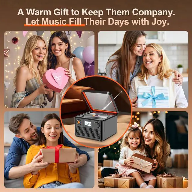 Alt view image 7 of 7 - Boombox CD Player with Bluetooth, 6-in-1 Portable CD Player with Speakers & FM Radio, Small CD Player for Home with USB/TF, Compact Desktop Design w/Screen & Audio, Great Gift for Seniors & Kids