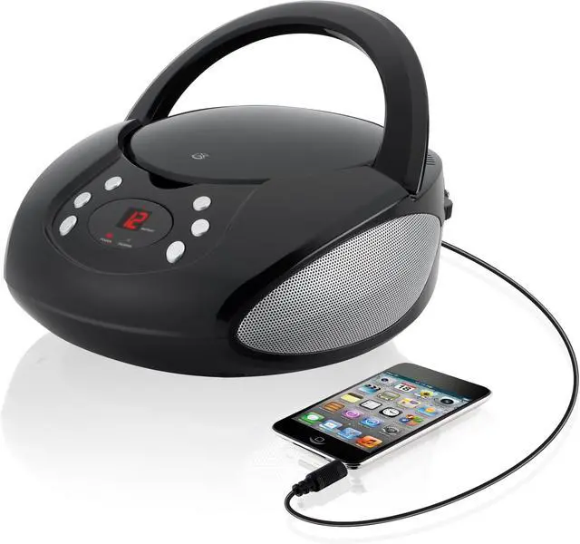 Alt view image 2 of 7 - Portable CD Boombox with AM/FM Radio, Stereo Speakers & AUX Input