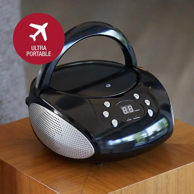 Alt view image 4 of 7 - Portable CD Boombox with AM/FM Radio, Stereo Speakers & AUX Input