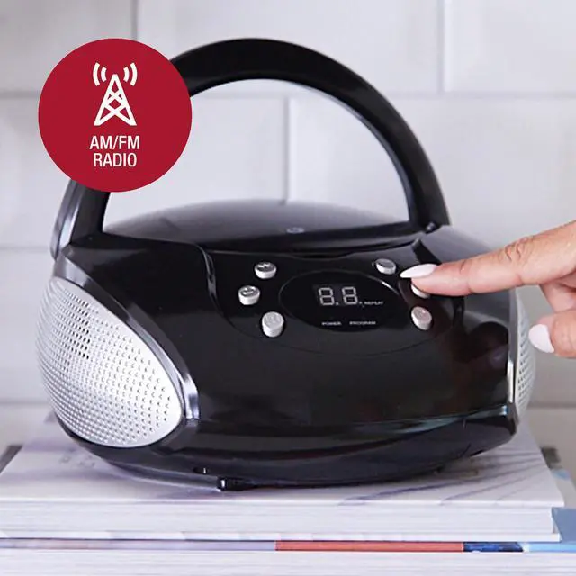 Alt view image 5 of 7 - Portable CD Boombox with AM/FM Radio, Stereo Speakers & AUX Input