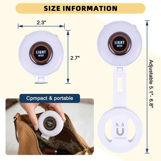 Alt view image 7 of 7 - Magnetic Adjustable LED Fill Light for Smartphones, Extendable, Portable, Video Lighting