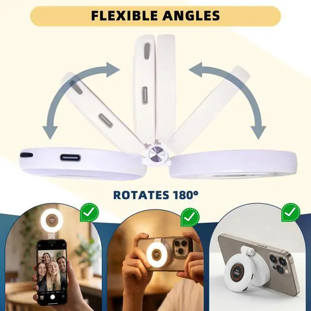 Alt view image 6 of 7 - Magnetic Adjustable LED Fill Light for Smartphones, Extendable, Portable, Video Lighting