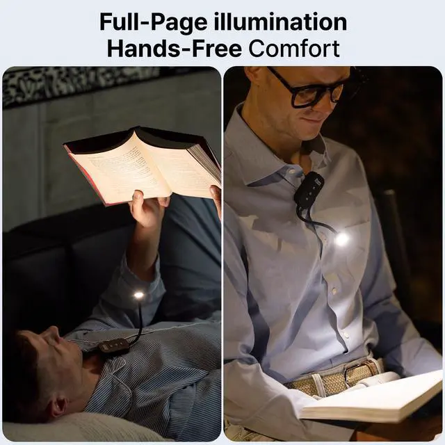 Alt view image 3 of 7 - Clip-On Light for Clothes with Portable Case Book Light, USB Rechargeable LED Lamp for Reading in Bed, Eye-Friendly 3 Color Modes, 3-Level Dimming