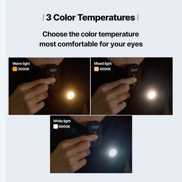 Alt view image 5 of 7 - Clip-On Light for Clothes with Portable Case Book Light, USB Rechargeable LED Lamp for Reading in Bed, Eye-Friendly 3 Color Modes, 3-Level Dimming