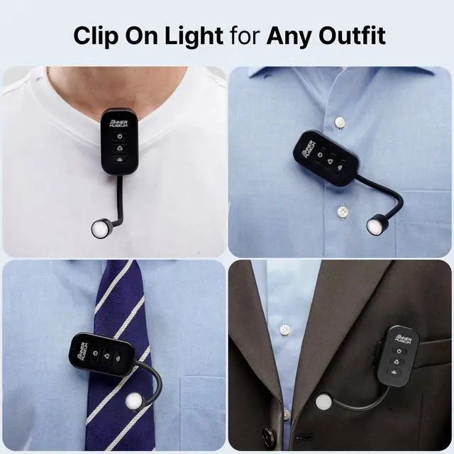 Alt view image 6 of 7 - Clip-On Light for Clothes with Portable Case Book Light, USB Rechargeable LED Lamp for Reading in Bed, Eye-Friendly 3 Color Modes, 3-Level Dimming
