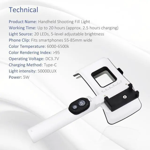 Alt view image 5 of 7 - Dental LED Photography Light Kit CRI95 Polarizing Fill Light Bluetooth Remote Phone Teeth Cosmetic Shoot