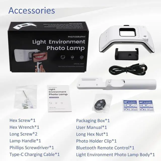 Alt view image 6 of 7 - Dental LED Photography Light Kit CRI95 Polarizing Fill Light Bluetooth Remote Phone Teeth Cosmetic Shoot