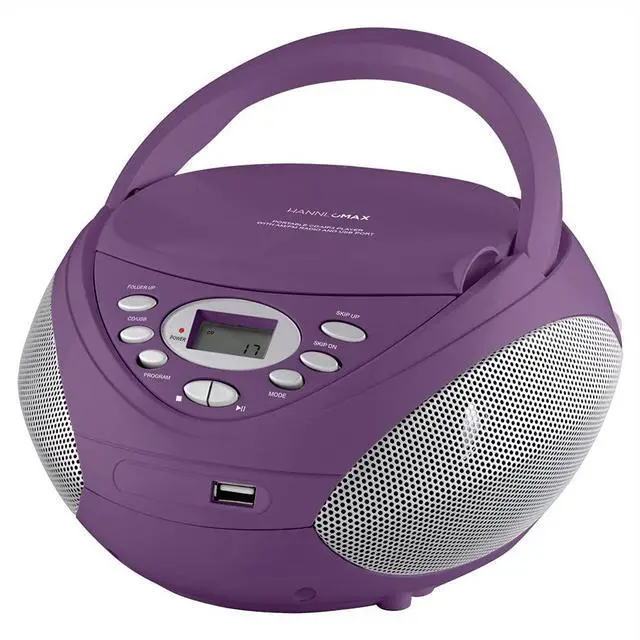 Main image of HX-326CD CD/MP3 Boombox with Radio and USB Port (Purple)