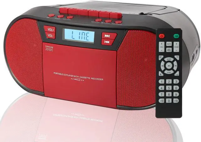 Main image of Boombox CD Player Portable, Cassette Player Combo with CD MP3 Bluetooth AUX TF USB FM Radio AC/DC Powered, Boom Box with Remote Control, Headphone Jack, Stereo Sound for Home,Kids,Gift