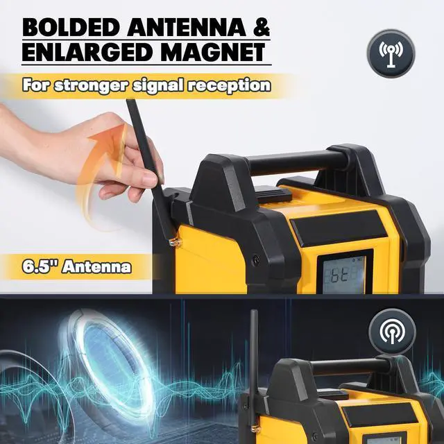 Alt view image 3 of 7 - Jobsite Radio Speaker, Compatible with DeWalt 20V MAX Battery, IPX54 Waterproof Portable Wireless Stereo,Strong Signal Reception, AM/FM, TWS, 100ft Range, AC/DC Powered(Tool Only)