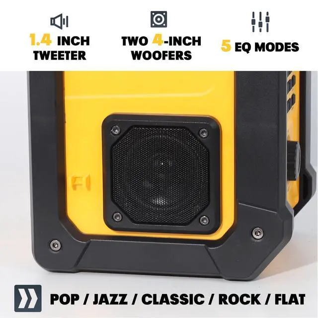 Alt view image 5 of 7 - Jobsite Radio Speaker, Compatible with DeWalt 20V MAX Battery, IPX54 Waterproof Portable Wireless Stereo,Strong Signal Reception, AM/FM, TWS, 100ft Range, AC/DC Powered(Tool Only)