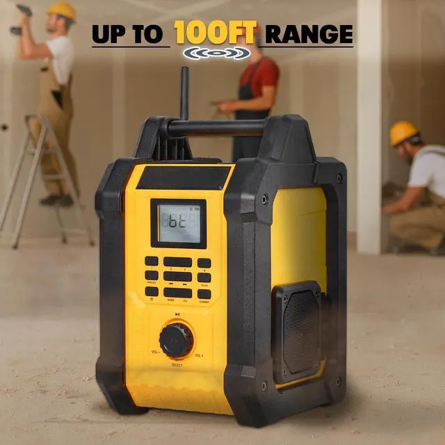 Alt view image 6 of 7 - Jobsite Radio Speaker, Compatible with DeWalt 20V MAX Battery, IPX54 Waterproof Portable Wireless Stereo,Strong Signal Reception, AM/FM, TWS, 100ft Range, AC/DC Powered(Tool Only)
