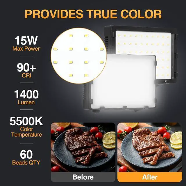 Alt view image 3 of 7 - 60 LED Portable Product Photography Light for Tabletop Photo,2-Pack