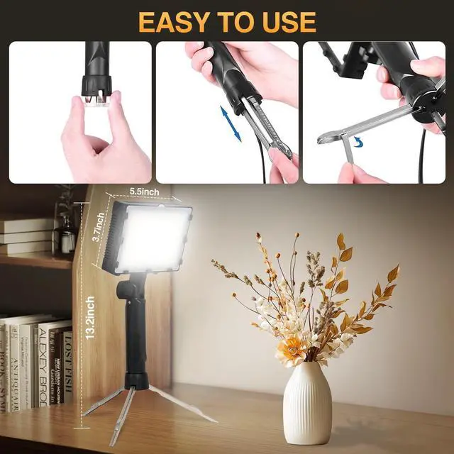 Alt view image 7 of 7 - 60 LED Portable Product Photography Light for Tabletop Photo,2-Pack