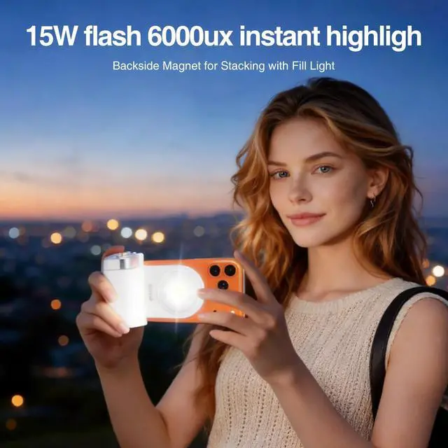 Alt view image 2 of 7 - Phone Flash Fill Light, Magnetic Attachment for Mobile Phones, Built-in Handle with Focus Knob, Portable LED Light Phone Photography, Vlog & Live Streaming