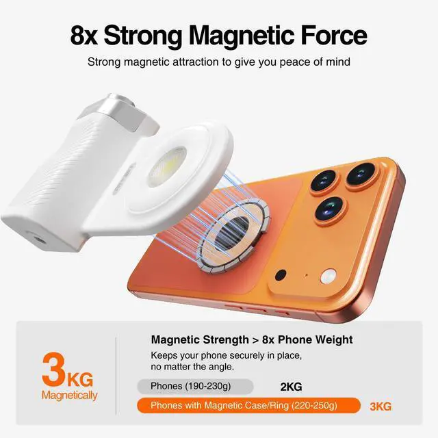 Alt view image 4 of 7 - Phone Flash Fill Light, Magnetic Attachment for Mobile Phones, Built-in Handle with Focus Knob, Portable LED Light Phone Photography, Vlog & Live Streaming