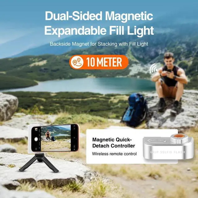 Alt view image 5 of 7 - Phone Flash Fill Light, Magnetic Attachment for Mobile Phones, Built-in Handle with Focus Knob, Portable LED Light Phone Photography, Vlog & Live Streaming