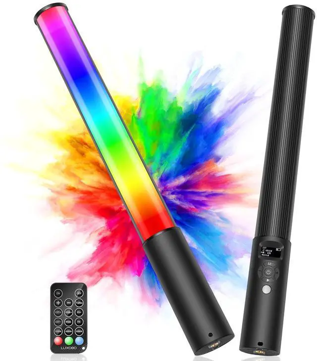 Main image of RGB Video Light Wand, Handheld Multi Color LED Tube Light Stick with Remote Control, Dimmable 2500K-6500K CRI97+ Full-Color LED Light with 2500mAh Rechargeable Battery, 12 Light Scenes