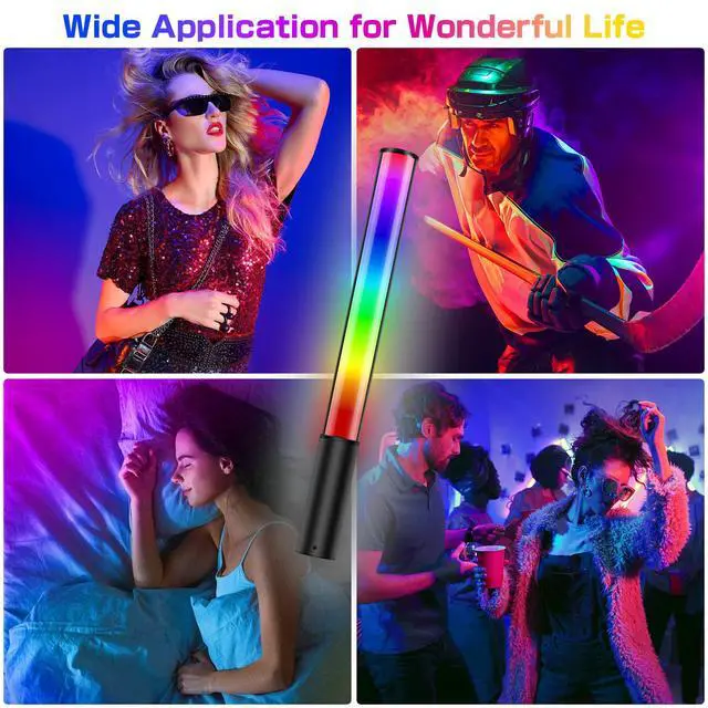 Alt view image 2 of 7 - RGB Video Light Wand, Handheld Multi Color LED Tube Light Stick with Remote Control, Dimmable 2500K-6500K CRI97+ Full-Color LED Light with 2500mAh Rechargeable Battery, 12 Light Scenes