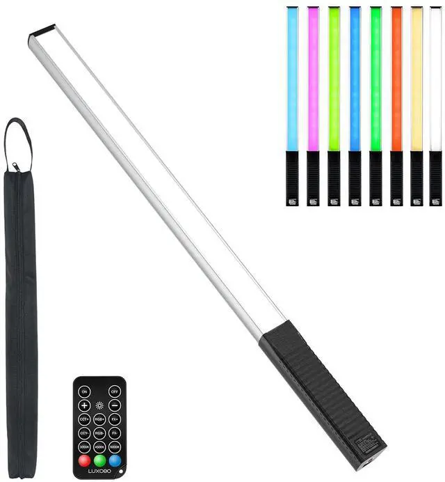 Main image of RGB LED Photography Lighting Portable Wand Handheld LED Video Light 1000 Lumens CRI 95+ USB Rechargeable with Remote Control, Carry Bag, Adjustable Color Temperature 3000K-6000K and 36 Colors