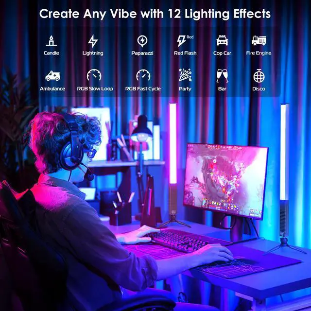 Alt view image 4 of 7 - RGB LED Photography Lighting Portable Wand Handheld LED Video Light 1000 Lumens CRI 95+ USB Rechargeable with Remote Control, Carry Bag, Adjustable Color Temperature 3000K-6000K and 36 Colors