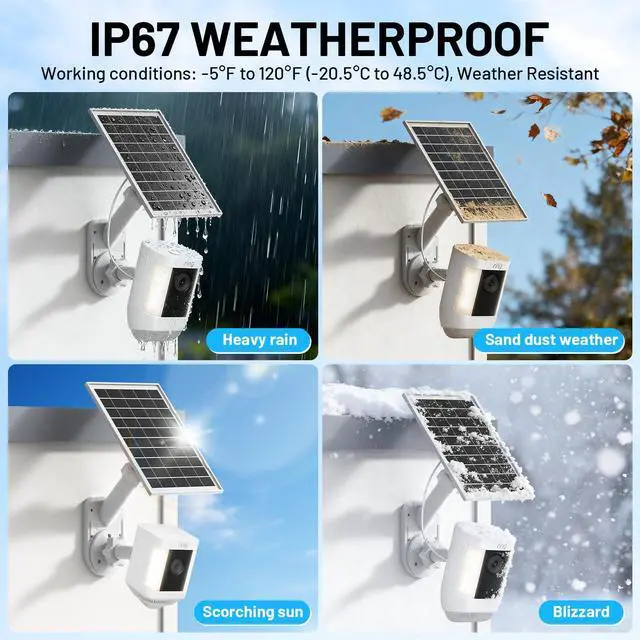 Alt view image 5 of 7 - Solar Panel and 2-in-1 Wall Mount for Ring Cam, 7W Solar Charger Compatible with Rings Spotlight &Stick Up Outdoor Cam Battery, 360° Adjustable Outdoor Security Camera Mount, Weatherproof, 1-Pack