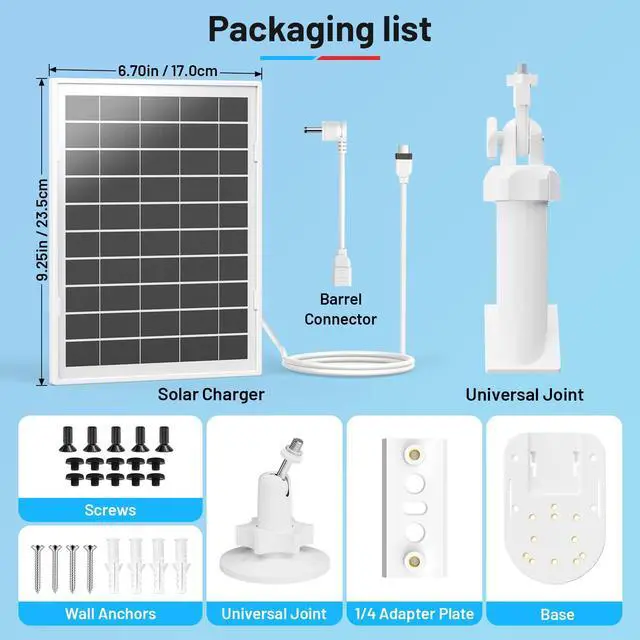 Alt view image 7 of 7 - Solar Panel and 2-in-1 Wall Mount for Ring Cam, 7W Solar Charger Compatible with Rings Spotlight &Stick Up Outdoor Cam Battery, 360° Adjustable Outdoor Security Camera Mount, Weatherproof, 1-Pack