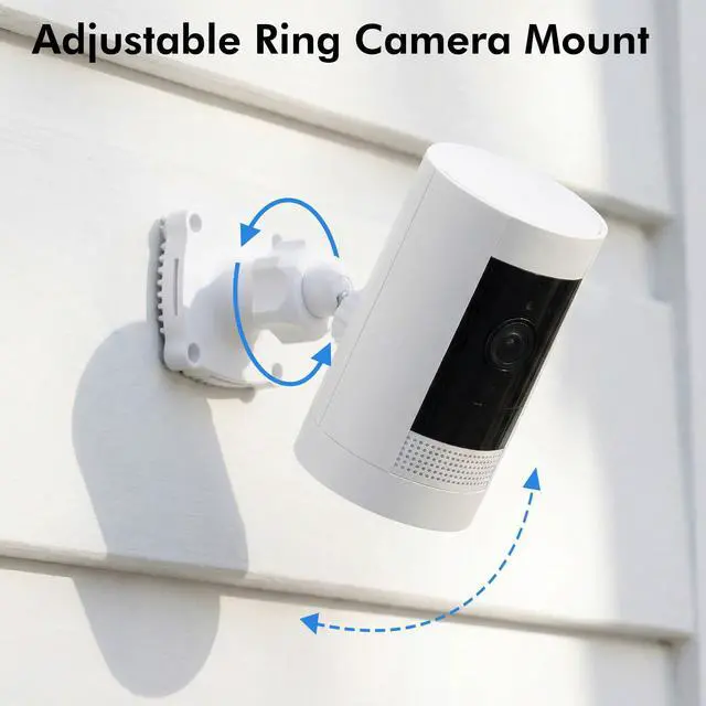Alt view image 4 of 7 - Adjustable Wall Mount Compatible with Ring Spotlight Cam Pro/Plus (Battery), Ring Stick Up Cam (Battery), Outdoor Security Camera Mount with Strap for Wall, Pole or Tree Installation, White