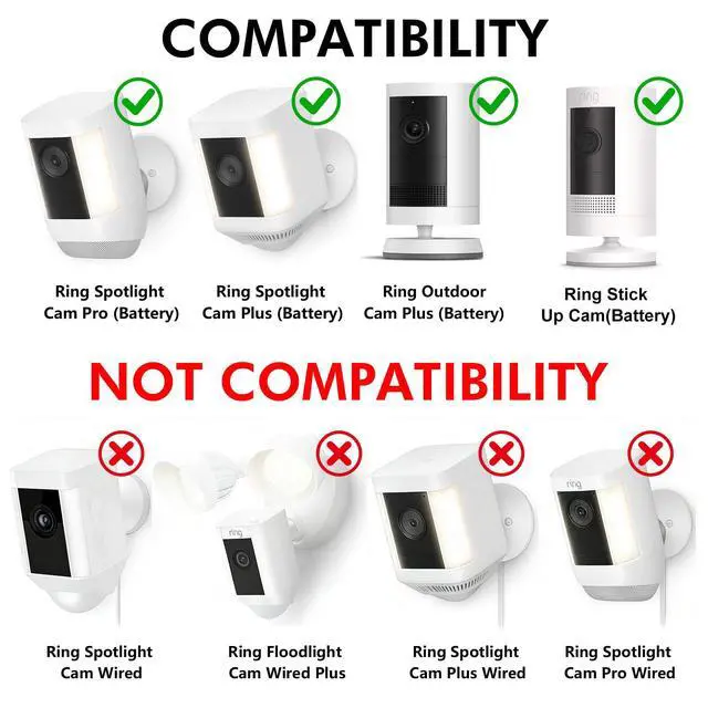 Alt view image 2 of 7 - Adjustable Wall Mount Compatible with Ring Spotlight Cam Pro/Plus (Battery), Ring Stick Up Cam (Battery), Outdoor Security Camera Mount with Strap for Wall, Pole or Tree Installation, White