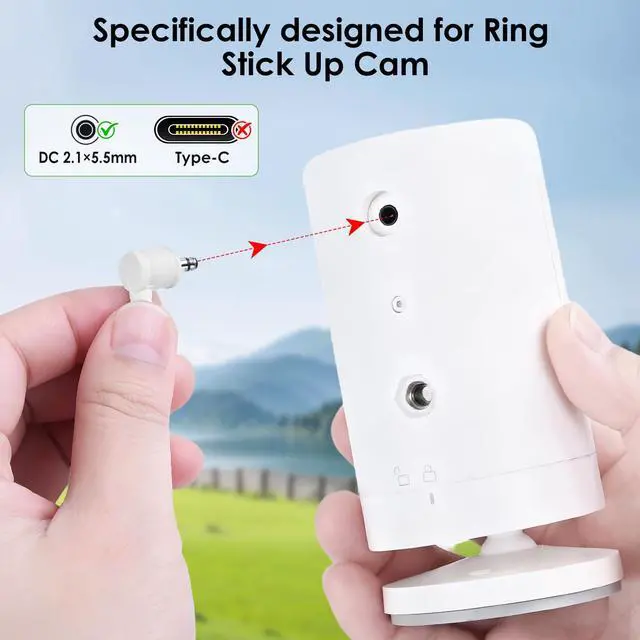 Alt view image 3 of 7 - 30ft Power Adapter Compatible with Ring Stick Up Cam Battery/Plug-in (3rd Gen), Weatherproof Charger for Reliable Indoor and Outdoor Use, White