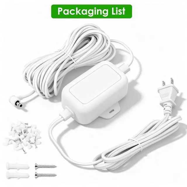 Alt view image 7 of 7 - 30ft Power Adapter Compatible with Ring Stick Up Cam Battery/Plug-in (3rd Gen), Weatherproof Charger for Reliable Indoor and Outdoor Use, White