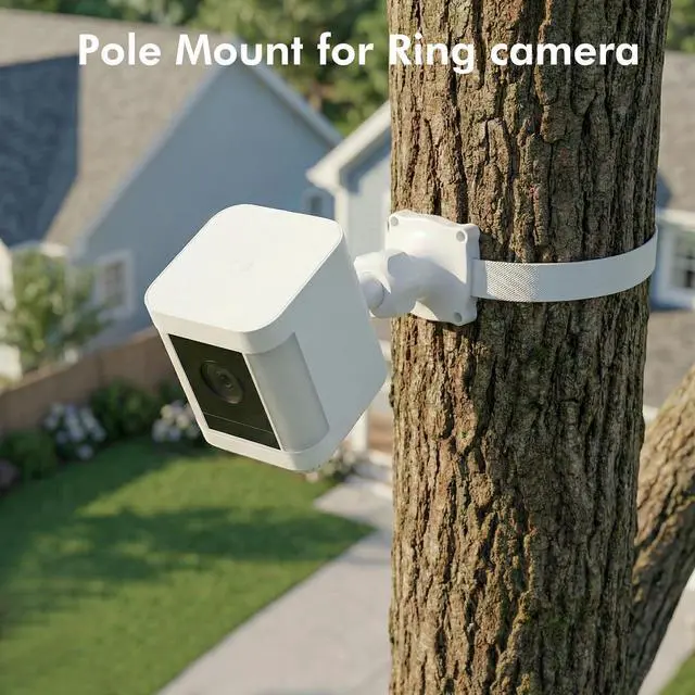 Alt view image 6 of 7 - Adjustable Wall Mount Compatible with Ring Spotlight Cam Pro/Plus (Battery), Ring Stick Up Cam (Battery), Outdoor Security Camera Mount with Strap for Wall, Pole or Tree Installation, White