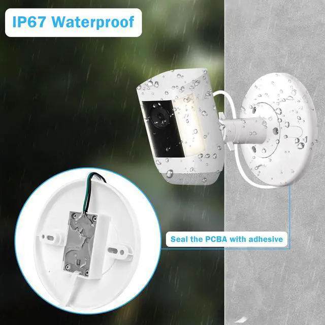 Alt view image 2 of 7 - Hardwired Kit for Ring Cams (Outdoor Cam Plus, Stick Up Cam, Spotlight Cam Pro/Plus), IP67 Waterproof Design for Outdoor or Indoor Use,White-2Pack