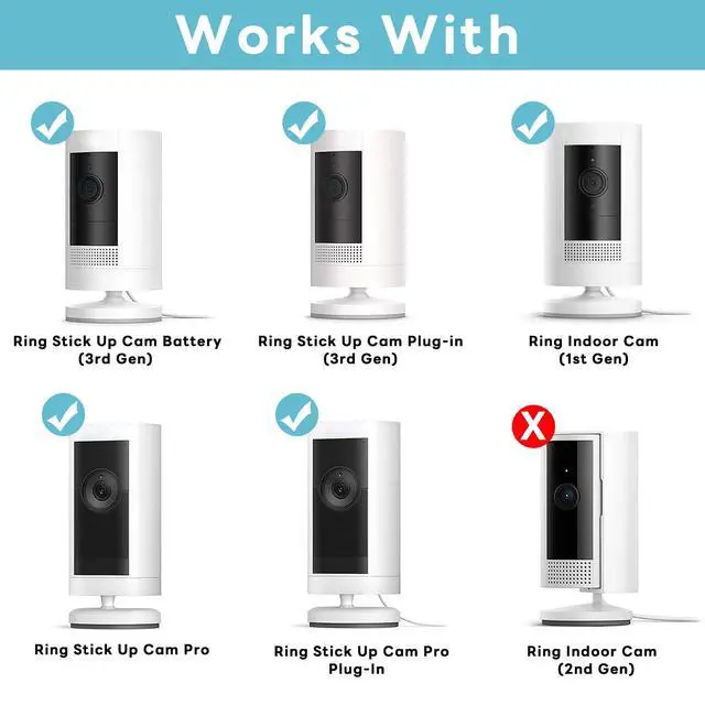 Alt view image 2 of 6 - 2 Pack Ring Camera Mount Bracket for Ring Stick Up Cam, Ring Outdoor Cam Plus , Ring Indoor Cam | 360° Adjustable Wall Mount or Celling Mount , No Drill , Weatherproof (Black)