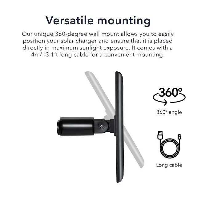 Alt view image 4 of 7 - Solar Panel Compatible with Ring Spotlight Cam/Plus/Pro Battery, Stick Up Cam/Pro & Outdoor Cam Plus Battery - Continuous Power for Ring Surveillance Camera (2-Pack, Black)